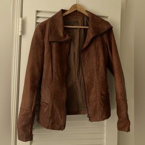 Marc New York Brown(cognac) womens leather moto jacket.